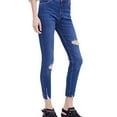 thumbnail image 1 of Free People Womens Ripped Raw Hem Skinny Fit Jeans, Blue, 31, 1 of 1