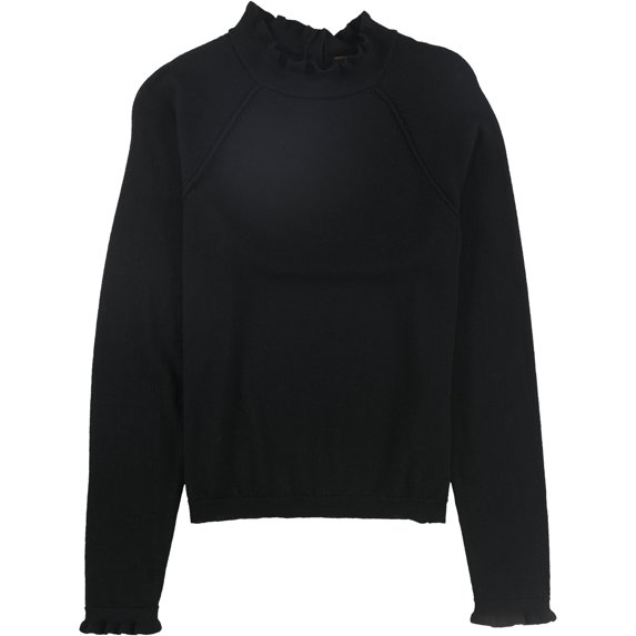 Free People Womens Ruffled Pullover Sweater, Black, Large