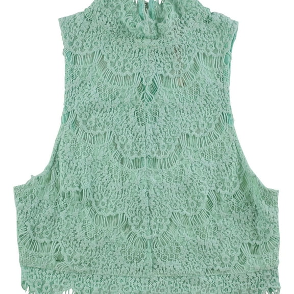 Free People Womens Sabina Crop Top Blouse, Green, X-Small