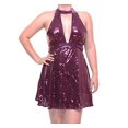thumbnail image 1 of Free People Womens Sequined Velvet Trim Party Dress Purple 10, 1 of 2