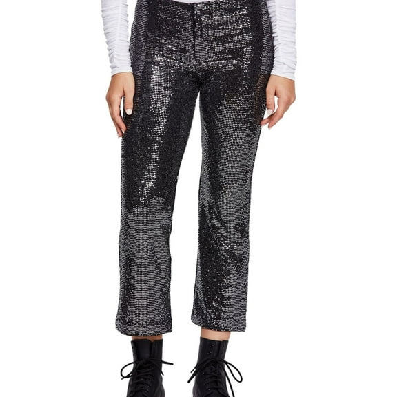 Free People Womens Shine On Casual Trouser Pants, Black, 0