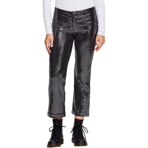 Free People Womens Shine On Casual Trouser Pants, Black, 0