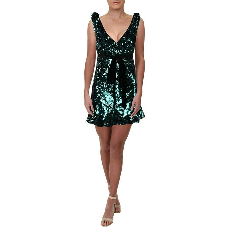 Free People Womens Siren Sequined A line Dress Green 8 Walmart