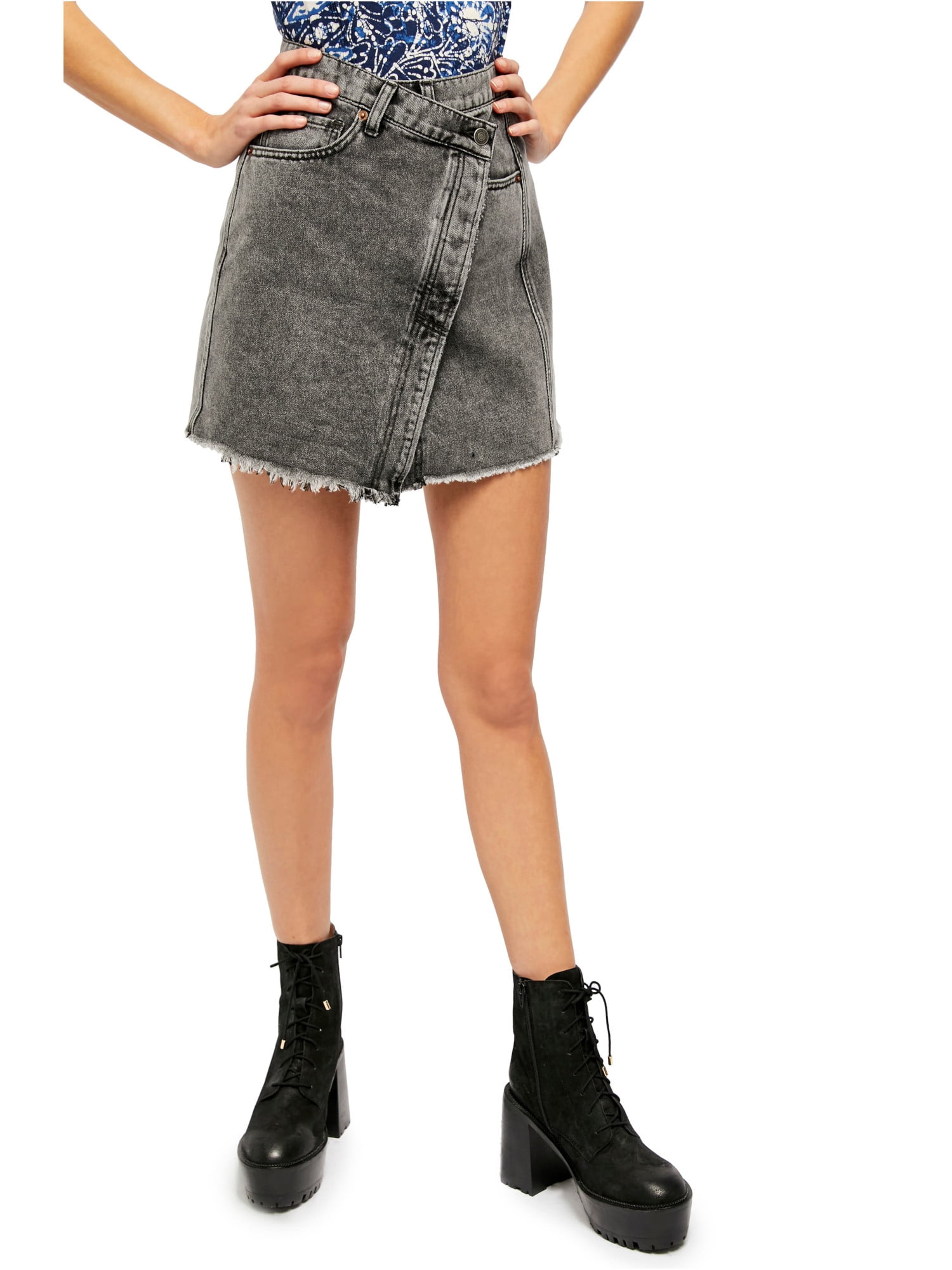 Free People Womens Skirt A-Line Parker Wrap Denim Mini