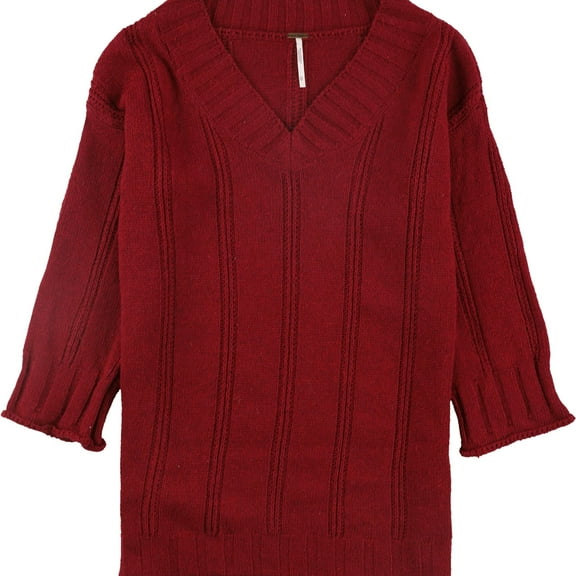 Free People Womens Solid Pullover Sweater, Red, X-Small