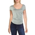 thumbnail image 1 of Free People Womens Sonnet Ruched Scoop Neck T-Shirt Green XS, 1 of 3