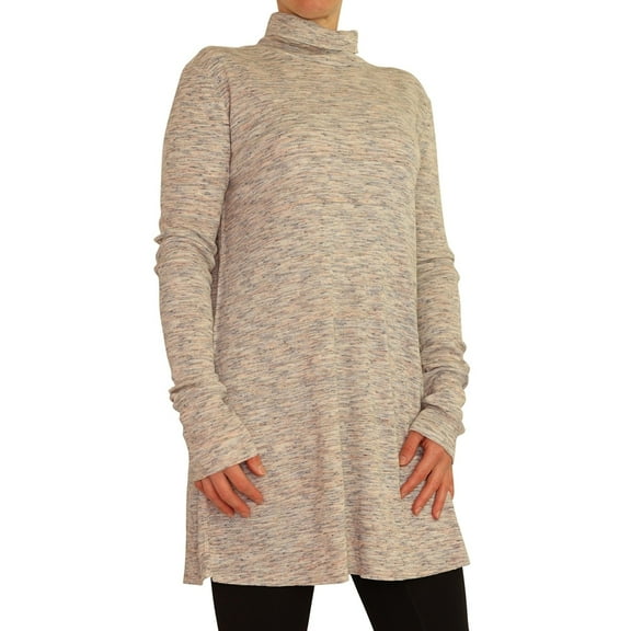 FREE PEOPLE $78 Womens New 1453 Ivory Heather Slitted Long Sleeve Top S B+B