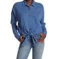 thumbnail image 1 of Free People Womens Sunstreaks Tie Front Button Down Blouse, Blue, Medium, 1 of 4