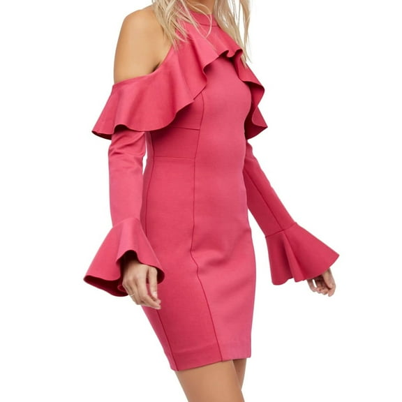 Free People Womens Sweet Talk Ruffled Off-Shoulder Dress, Red, X-Small