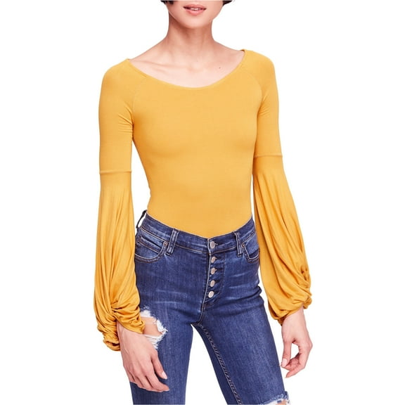 Free People Womens To The Tropics Basic T-Shirt, Yellow, X-Small