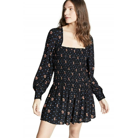 Free People Womens Two Faces Mini Dress, Black, Small