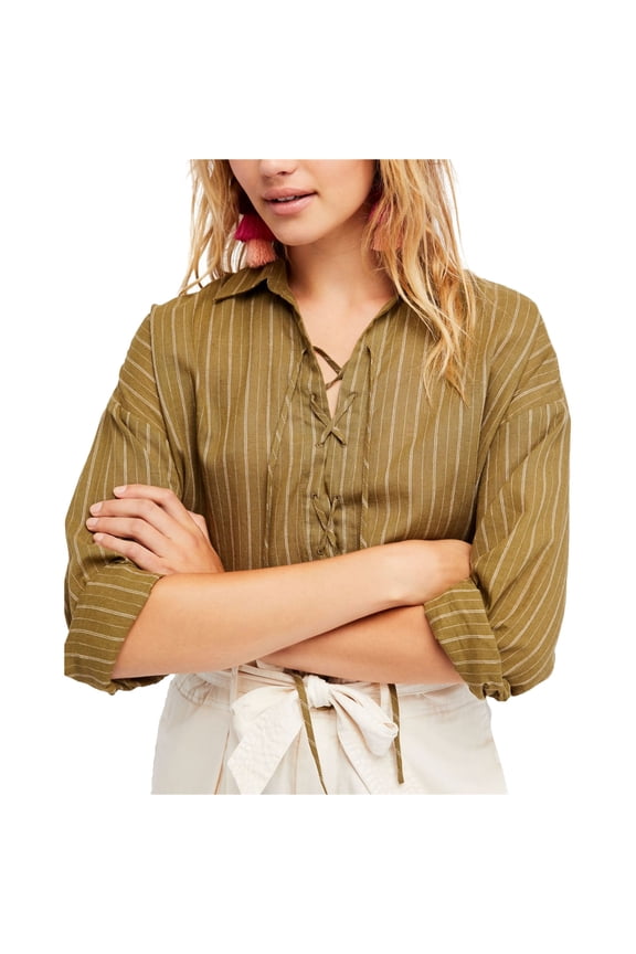 Womens Under The Boardwalk Knit Blouse, Green, Small