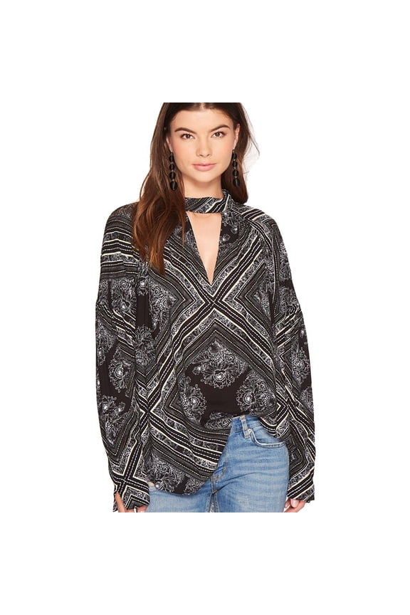 Womens Walking On A Dream Tunic Blouse, Black, Large