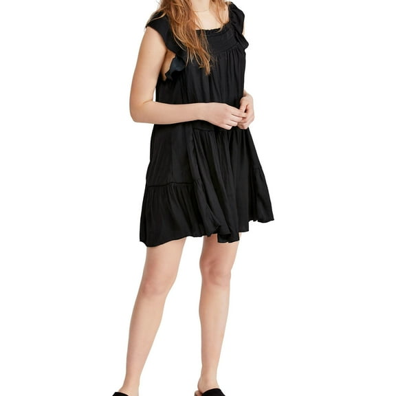 Free People Womens Want Your Love Shift Mini Dress, Black, Medium