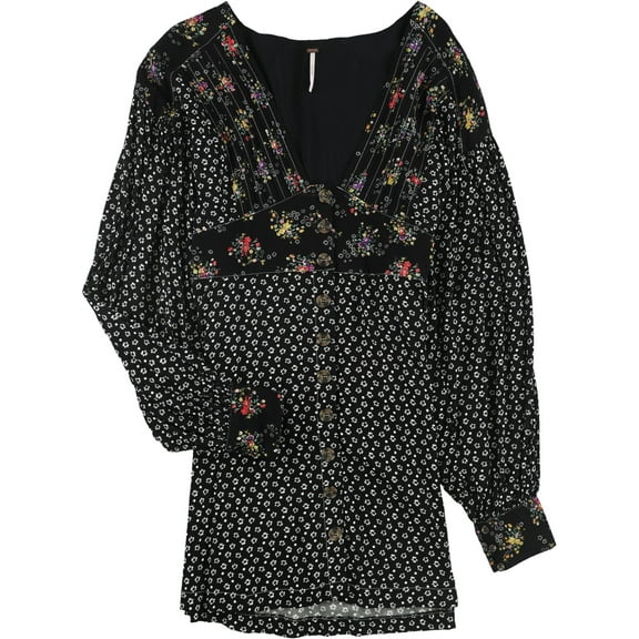 Free People Womens Wonderland A-line Dress, Black, X-Small