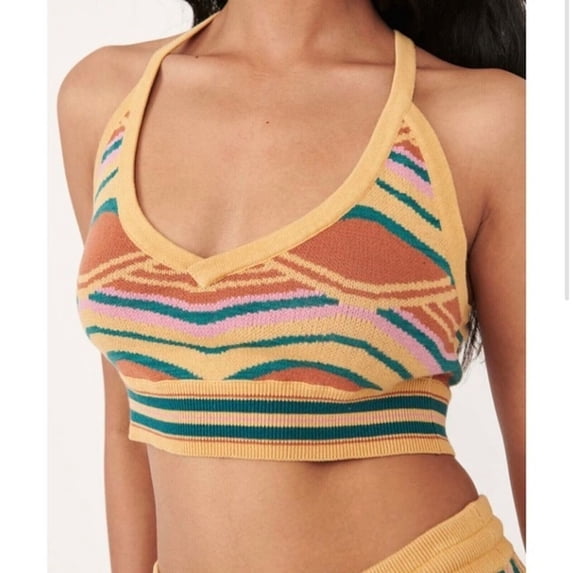 Free People Womens Zeta Sweater Yellow Size L MSRP $48