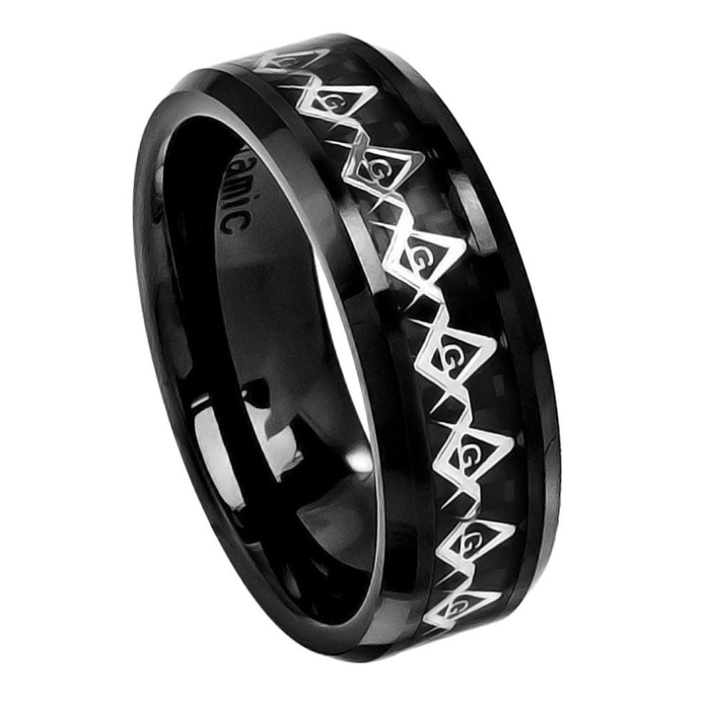 Free Personalized laser engraving Ceramic Band Rings 8mm High Polished ...