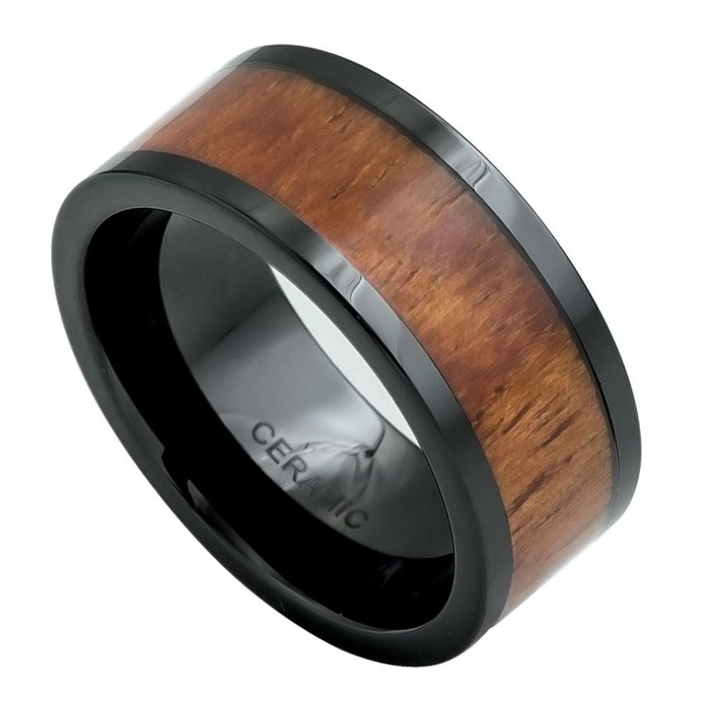 Free Personalized laser engraving Ceramic Band Rings 9mm Pipe-Cut Black ...