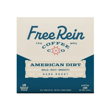 Free Rein Coffee Company, American Dirt Dark Roast Coffee K-Cup Pods, 18 Count Box