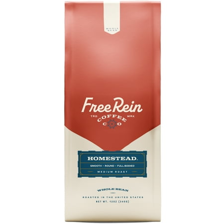 Free Rein Coffee Company Homestead Medium Roast Whole Bean Coffee, 12oz Bag