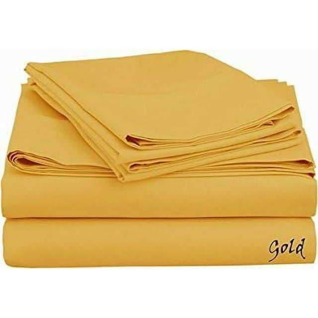 Free Shipping 300 TC Bed Room Class !! SOLID COLORS - Full Size - Solid Colors { Gold } Eyptian Cotton Sheet Set Depth Pocket 23" Inches By KM LINEN