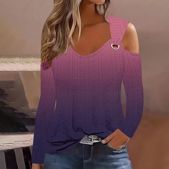 Free Shipping Eyelet Tops Cold Shoulder Tops for Women 3/4 Sleeve Plus Size Summer Crochet Embroidery Sexy Casual Elegant Blouse