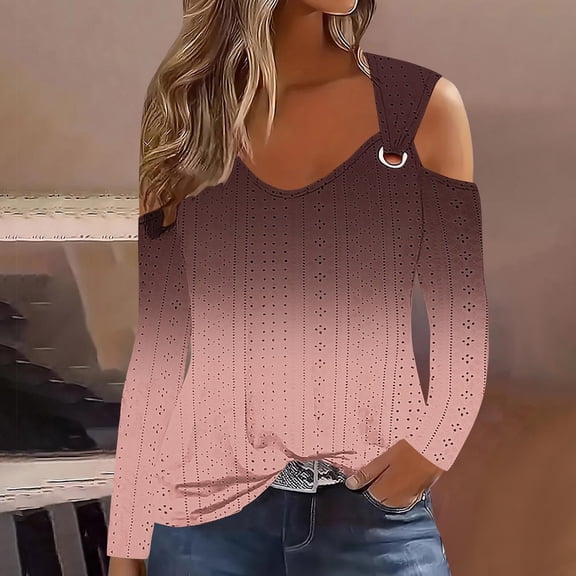 Free Shipping Eyelet Tops Cold Shoulder Tops for Women 3/4 Sleeve Plus Size Summer Crochet Embroidery Sexy Casual Elegant Blouse