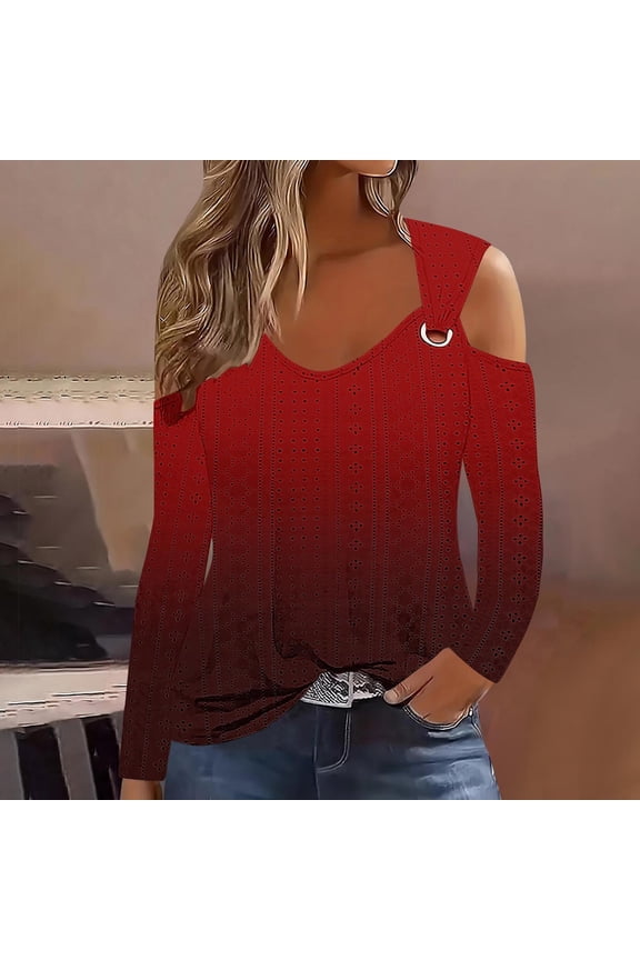 Free Shipping Eyelet Tops Cold Shoulder Tops for Women 3/4 Sleeve Plus Size Summer Crochet Embroidery Sexy Casual Elegant Blouse