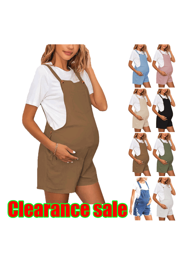 Free Shipping! Maternity Romper,Maternity Biker Shorts,Women's Maternity Jumpsuit Solid Color Adjustable Waist Shoulder Strap Suspender Shorts Comfortable Pregnancy Wear for Summer