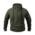 thumbnail image 1 of Free Shipping Mens Quarter Zip Sweatshirts Trendy Collar Hoodies Shirt Long Sleeve Fashion Drawstring Fall Hooded Pullover Tops, 1 of 8