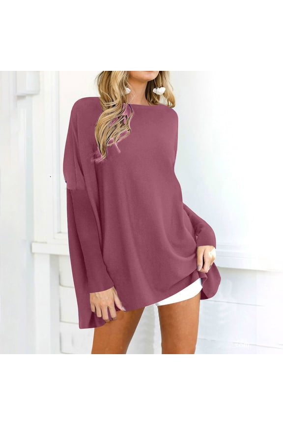 Free Shipping Oversized Shirts for Women Leg of Mutton Sleeve Boat Neck Tunic Tops to Wear with Legging Spring Dressy Fluffy Sweaters