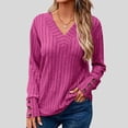 thumbnail image 1 of Free Shipping Womens Soft Long Sleeve V Neck Shirts Solid Casual Decorative Buttons Knitted Pullover Tunic Tops, 1 of 7