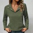 thumbnail image 1 of Free Shipping Womens Sweatshirt Casual Textured Long Sleeve Henley Button V Neck Loose Pullover 2025 Trendy Fall Outfits Tops, 1 of 4
