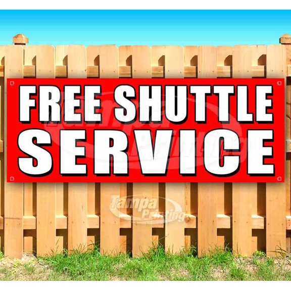 Free Shuttle Service 13 oz Vinyl Banner With Metal Grommets