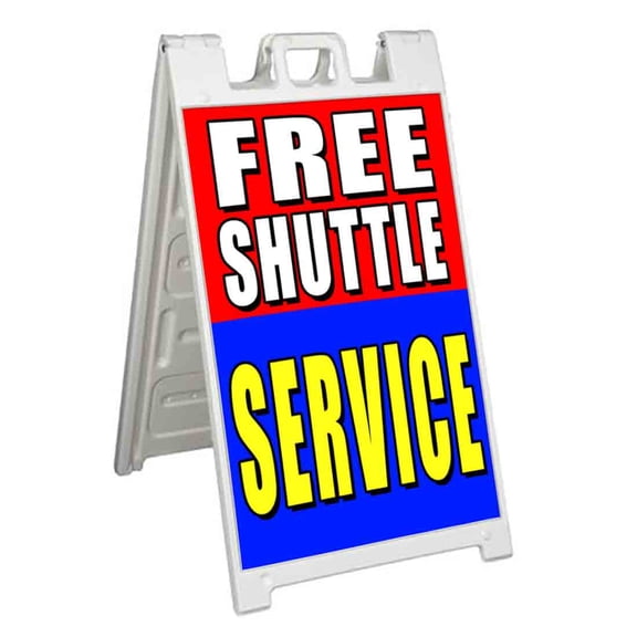 Free Shuttle Service (24" X 36") Standard A-Frame Signicade, Includes Decal Applied To Stand