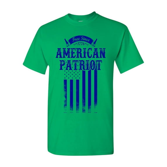 Free Since 1776 American Patriot USA Flag Blue Patriotic DT Adult T-Shirt Tee