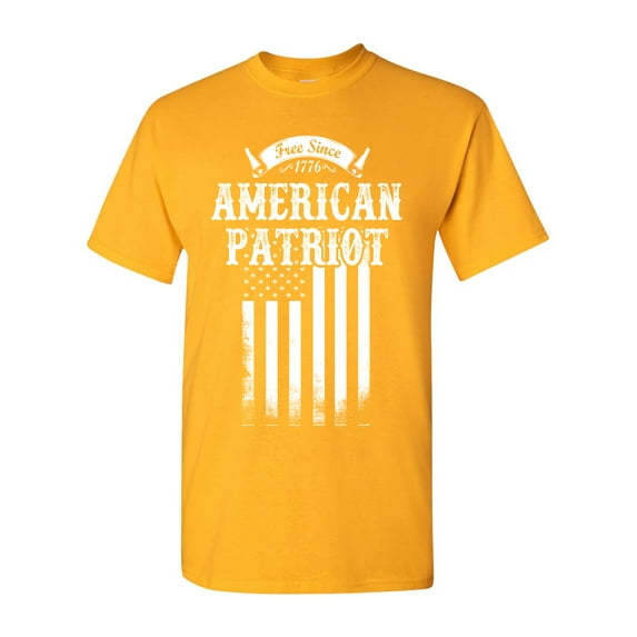 Free Since 1776 American Patriot USA Flag White Patriotic DT Adult T-Shirt Tee