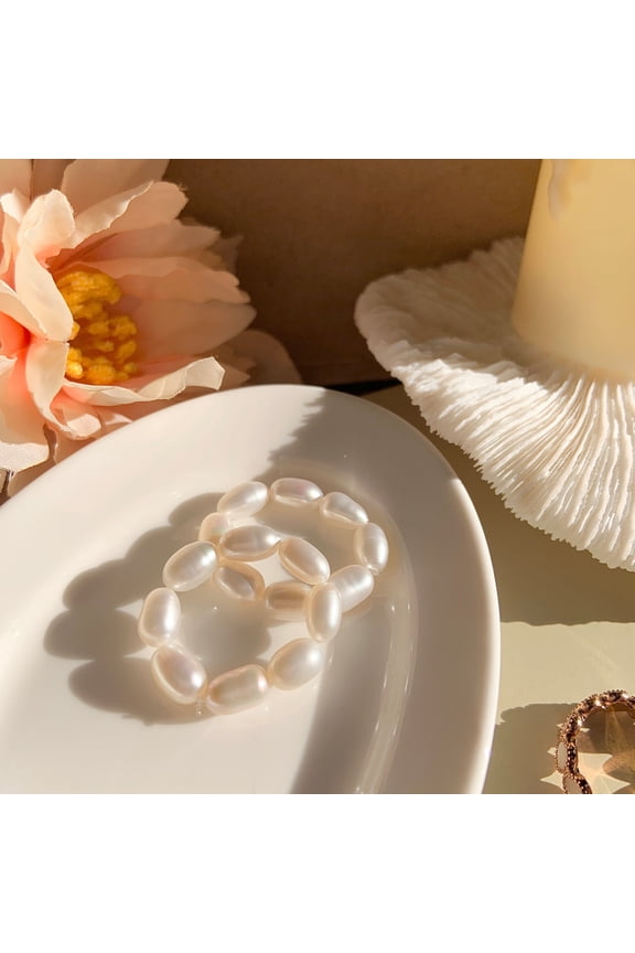 Free Size Big Freshcultured Pearl Elastic String Ring