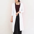 thumbnail image 1 of Free Size Long Knit Duster Cardigan Women Open Front Pocket Relaxed Fit Lightweight Outerwear for Beach Office Commute White Free Size, 1 of 8