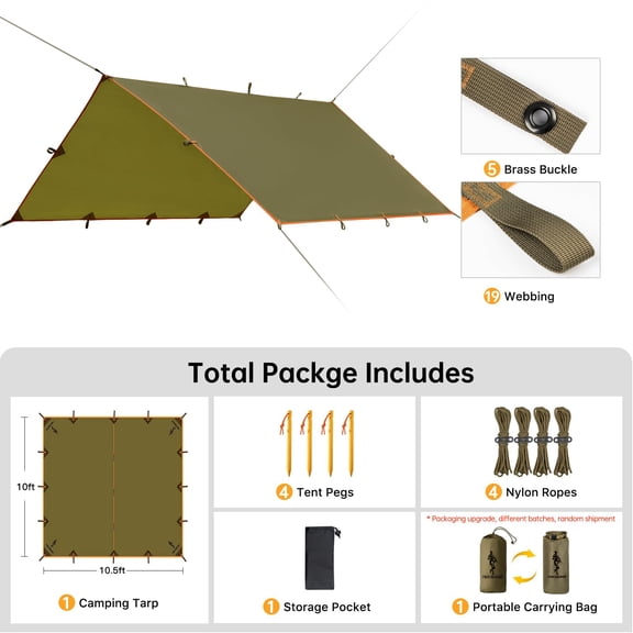 Free Soldier Waterproof Portable Tarp Multifunctional Outdoor Camping Traveling Awning Backpacking Tarp shelter Rain Tarp