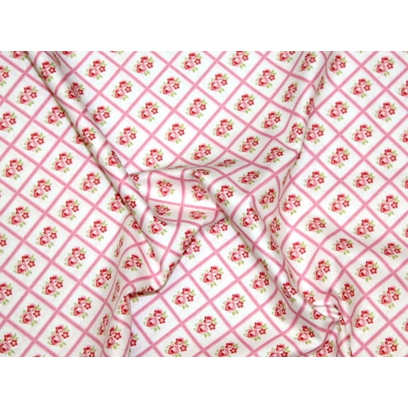 Free Spirit 100% Cotton Poplin Fabric, Pink Flower Print for Quilting & Dressmaking, 44" Wide, By the Yard