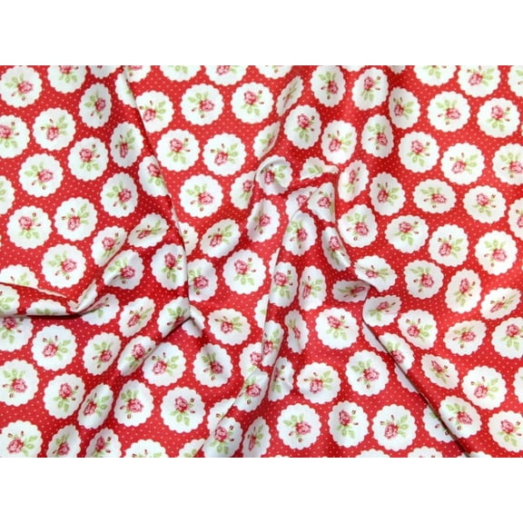 Free Spirit 100% Cotton Poplin Fabric, Red Flower Print for Quilting & Dressmaking, 44" Wide, By the Yard