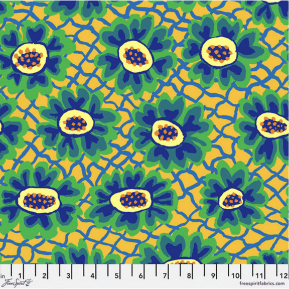 Free Spirit Brandon Mably Flower Net Citrus Cotton Fabric By The Yard