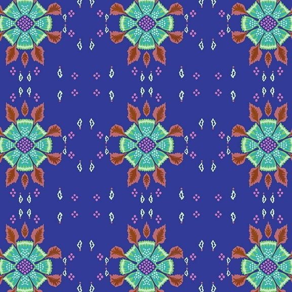 Free Spirit Fabrics Folk Heart by Nathalie Lete for Conservatory Craft Eyelet Periwinkle