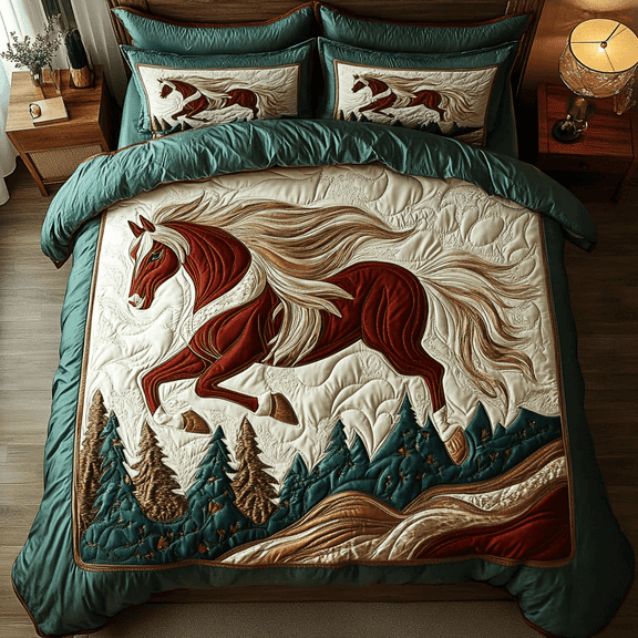 Free Spirit Hooves Quilted Bedding Set , 3-Piece Bedding Set
