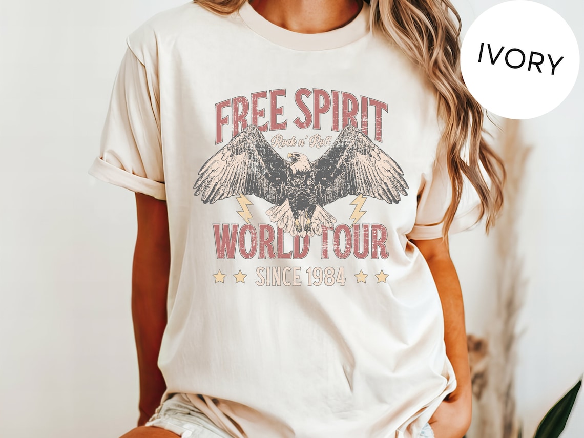 Free Spirit IVORY Comfort Colors Shirt Rock And Roll Shirt Old School Free Spirit IVORY Comfort Colors Shirt Rock And Roll Shirt Old School
