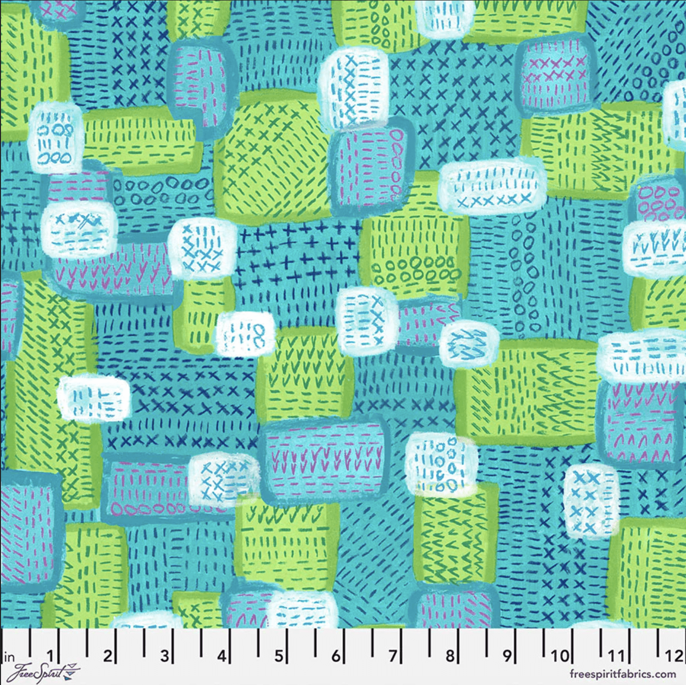 Free Spirit Keiko Goke Oh Happy Day! Seed Stitch Patchwork Aqua 