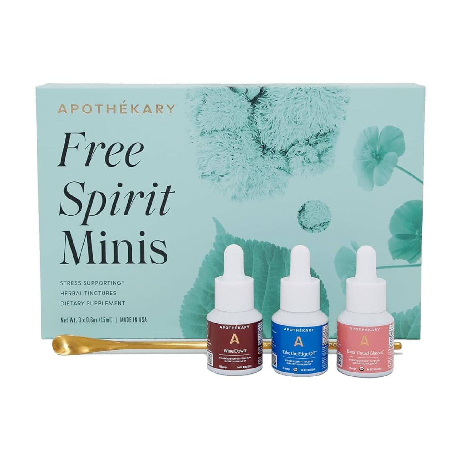 Free Spirit Minis Set Herbal Tinctures, Red, White & Ros Wine-Inspired, Sugar Free, 45 Servings