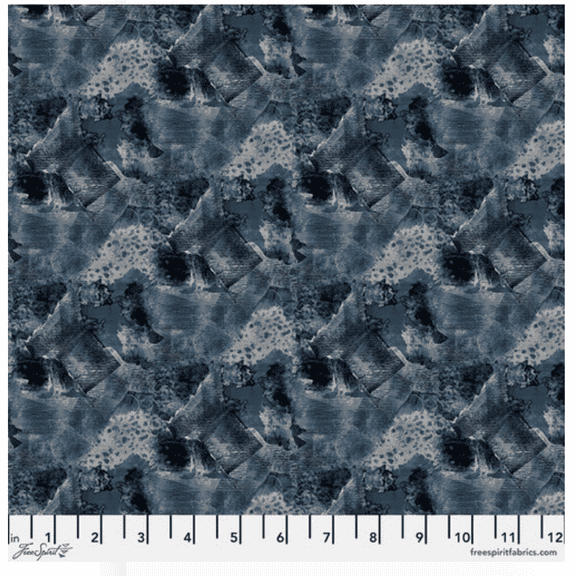 Free Spirit Sarah Sczepanski Rust & Bloom Brunnera Steel Blue Cotton Fabric By The Yard