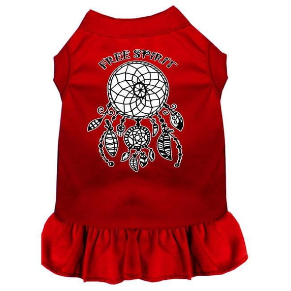 Free Spirit Screen Print Dog Dress, Red - 2XL 18